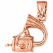 3D Long Play Lp Player Charm Pendant 14k Gold Rose Gold 14k