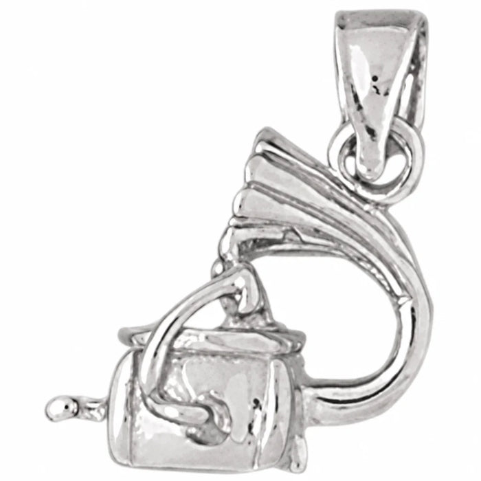 3D Long Play Lp Player Charm Pendant 14k Gold White Gold 14k