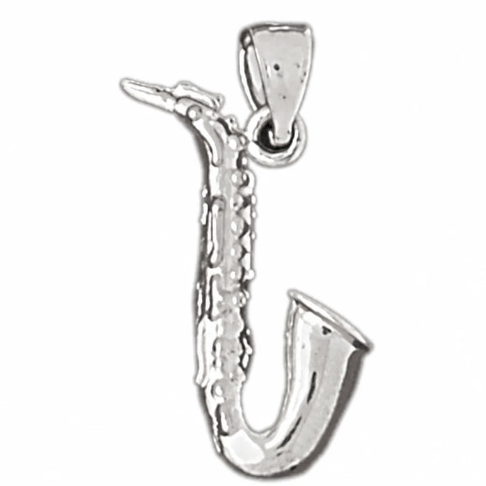 3D Saxophone Charm Pendant 14k Gold (2.1 Grams) White Gold 14k