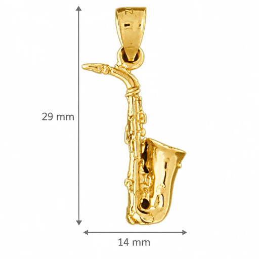 3D Saxophone Charm Pendant 14k Gold (2.4 Grams) Yellow Gold 14k