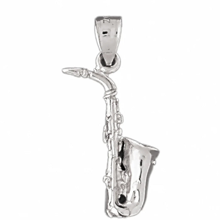 3D Saxophone Charm Pendant 14k Gold (2.4 Grams) White Gold 14k