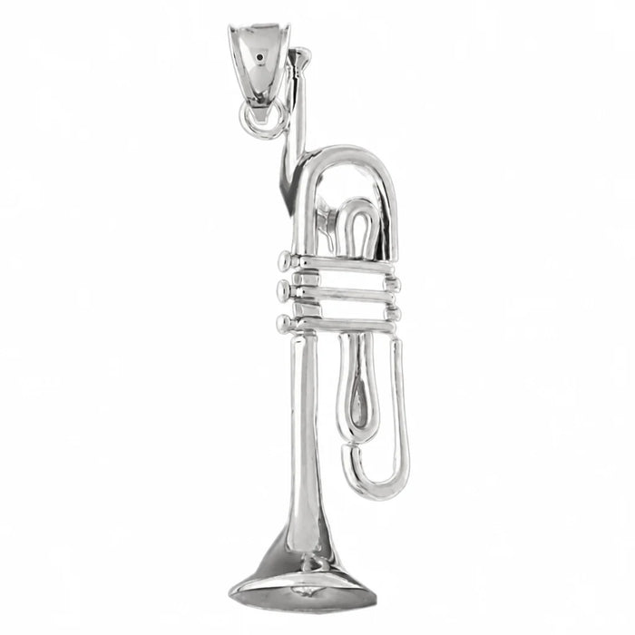 3D Trumpet Charm Pendant 14k Gold (9.2 Grams) White Gold 14k