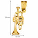 3D Trumpet Charm Pendant 14k Gold (1.4 Grams) Yellow Gold 14k