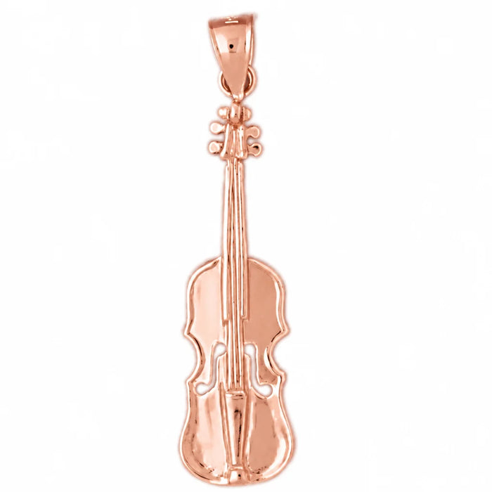 Violin Charm Pendant 14k Gold (2.8 Grams) Rose Gold 14k