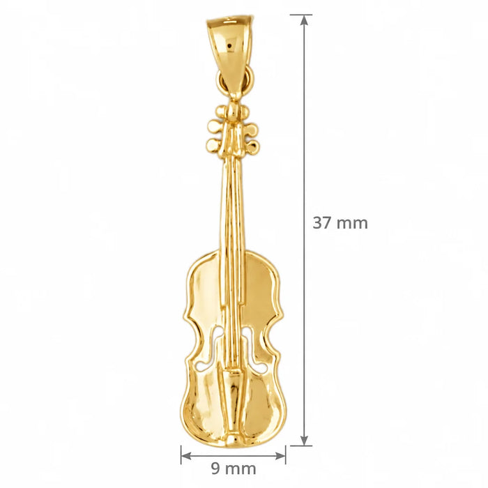 Violin Charm Pendant 14k Gold (2.8 Grams) Yellow Gold 14k