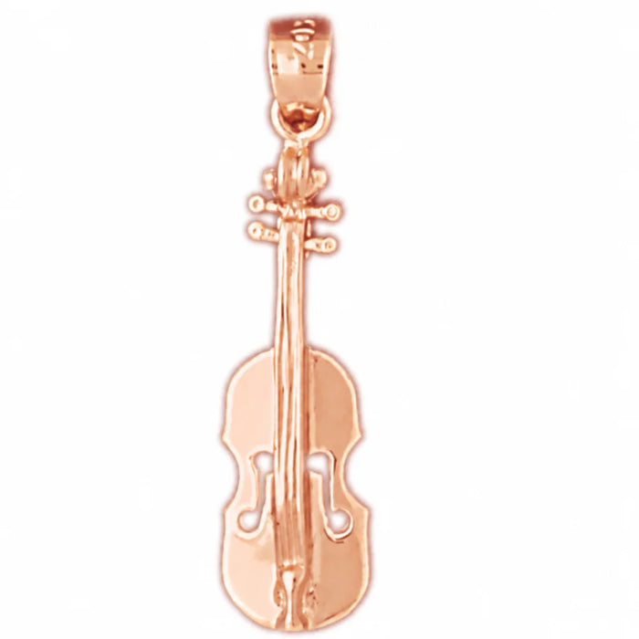 Violin Charm Pendant 14k Gold (2.4 Grams) Rose Gold 14k