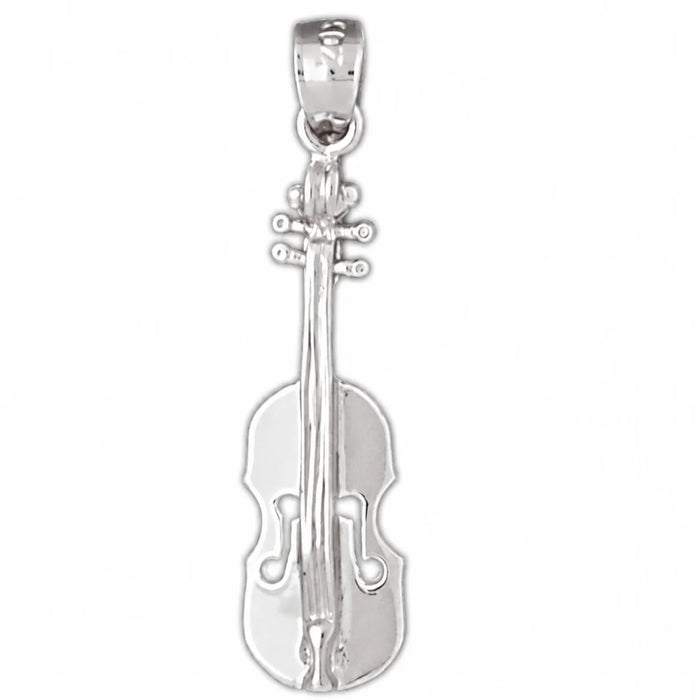 Violin Charm Pendant 14k Gold (2.4 Grams) White Gold 14k