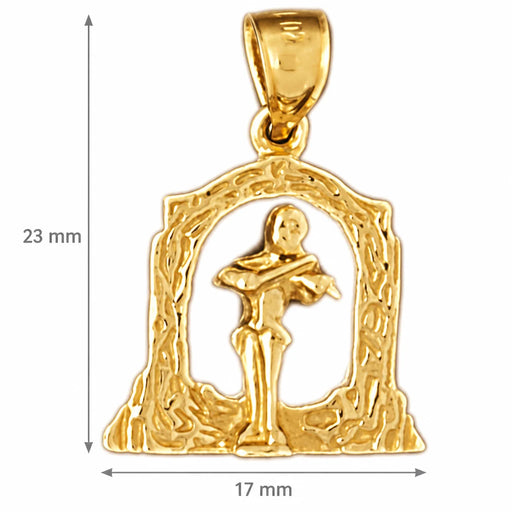 Violin Player Charm Pendant 14k Gold Yellow Gold 14k