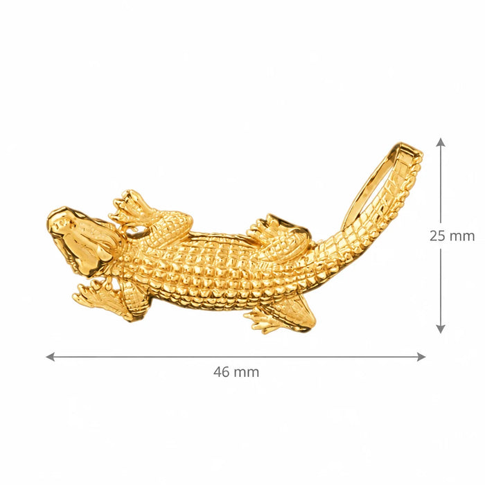 Alligator Crocodile Slide Charm Pendant 14k Gold Yellow Gold 14k