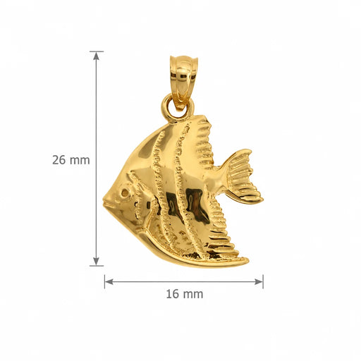 Angelfish Charm Pendant 14k Gold Yellow Gold 14k