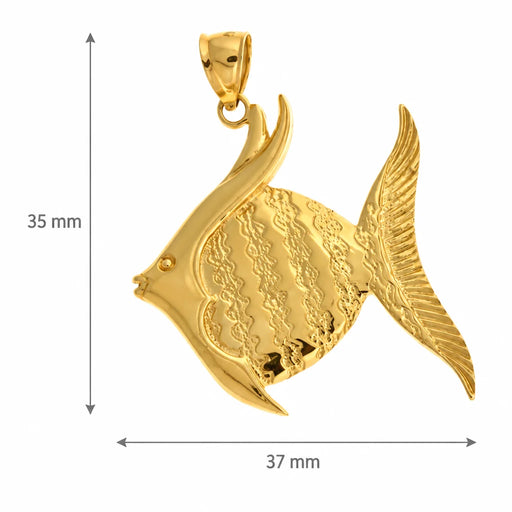Angelfish Charm Pendant 14k Gold (6.5 Grams) Yellow Gold 14k