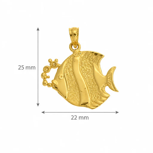Angelfish Charm Pendant 14k Gold Yellow Gold 14k