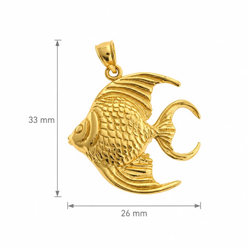 Angelfish Charm Pendant 14k Gold (5.5 Grams) Yellow Gold 14k
