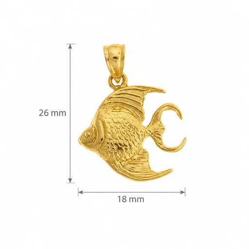 Angelfish Charm Pendant 14k Gold Yellow Gold 14k