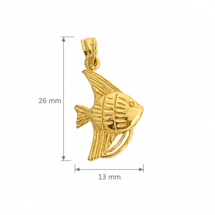 Angelfish Charm Pendant 14k Gold Yellow Gold 14k