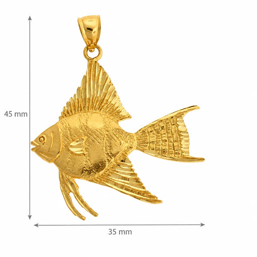 Angelfish Charm Pendant 14k Gold (5.2 Grams) Yellow Gold 14k