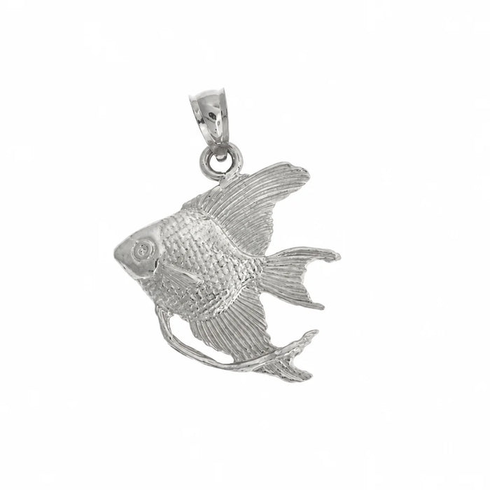 Angelfish Charm Pendant 14k Gold (1.6 Grams) White Gold 14k