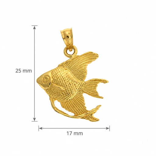 Angelfish Charm Pendant 14k Gold (1.6 Grams) Yellow Gold 14k