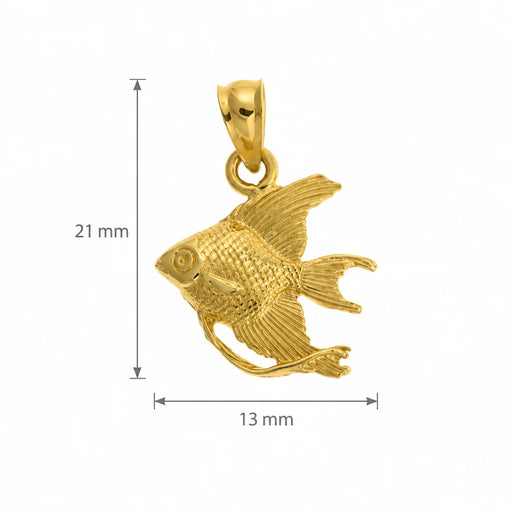 Angelfish Charm Pendant 14k Gold (1.2 Grams) Yellow Gold 14k