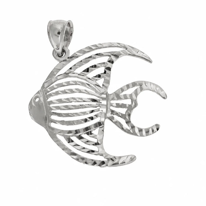 Angelfish Charm Pendant 14k Gold White Gold 14k