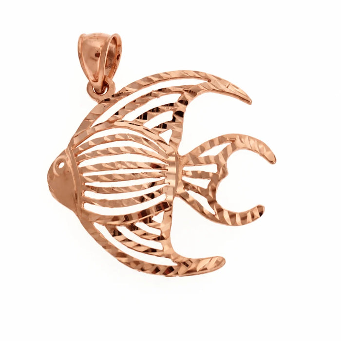 Angelfish Charm Pendant 14k Gold Rose Gold 14k