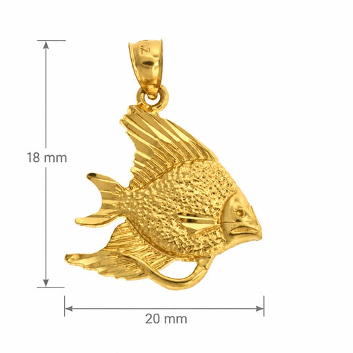 Angelfish Charm Pendant 14k Gold (2.6 Grams) Yellow Gold 14k