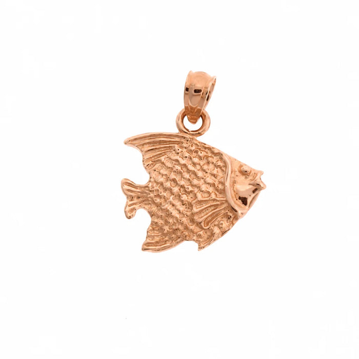 Angelfish Charm Pendant 14k Gold (1.7 Grams) Rose Gold 14k