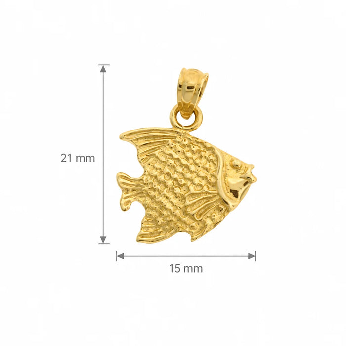 Angelfish Charm Pendant 14k Gold (1.7 Grams) Yellow Gold 14k