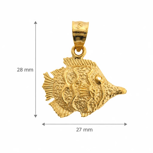 Angelfish Charm Pendant 14k Gold (3.5 Grams) Yellow Gold 14k