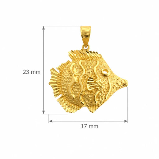 Angelfish Charm Pendant 14k Gold (1.8 Grams) Yellow Gold 14k