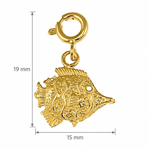 Angelfish Charm Pendant 14k Gold Yellow Gold 14k