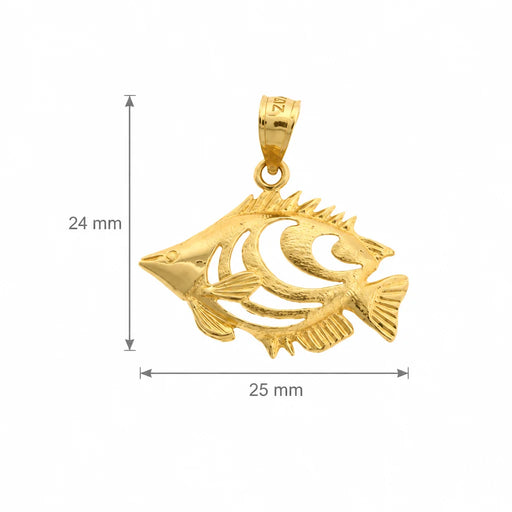 Angelfish Charm Pendant 14k Gold Yellow Gold 14k