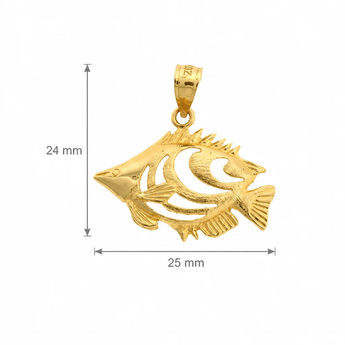 Angelfish Charm Pendant 14k Gold Yellow Gold 14k