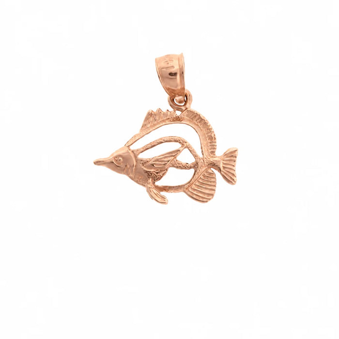 Angelfish Charm Pendant 14k Gold Rose Gold 14k