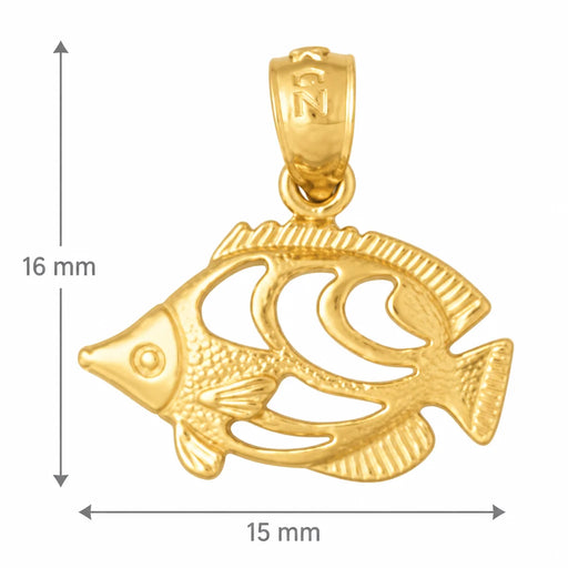 Angelfish Charm Pendant 14k Gold Yellow Gold 14k