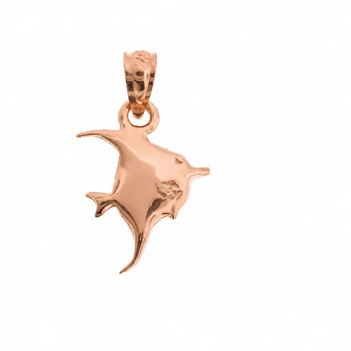 Angelfish Charm Pendant 14k Gold (0.9 Grams) Rose Gold 14k