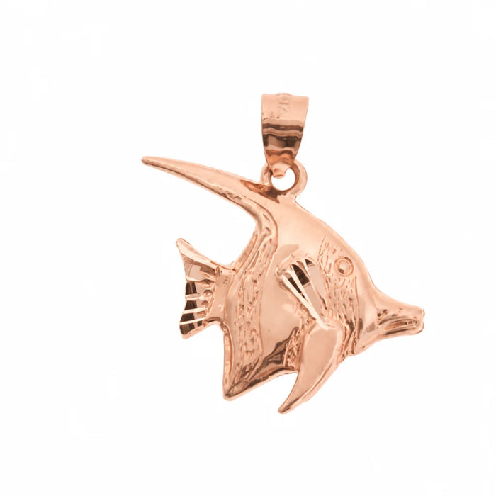 Angelfish Charm Pendant 14k Gold (2.3 Grams) Rose Gold 14k