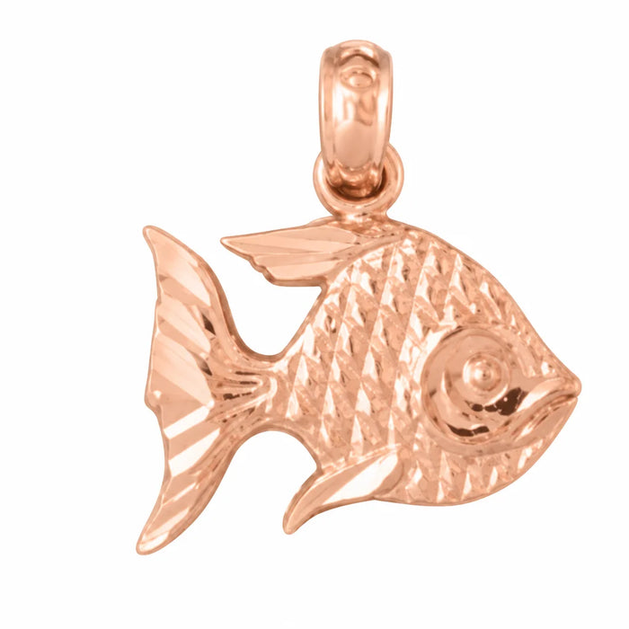 Angelfish Charm Pendant 14k Gold (1.1 Grams) Rose Gold 14k