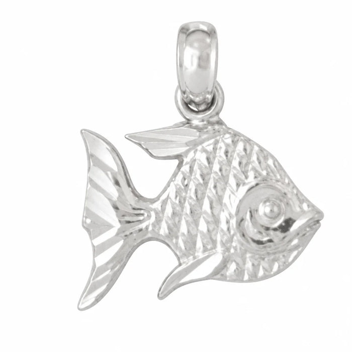 Angelfish Charm Pendant 14k Gold (1.1 Grams) White Gold 14k
