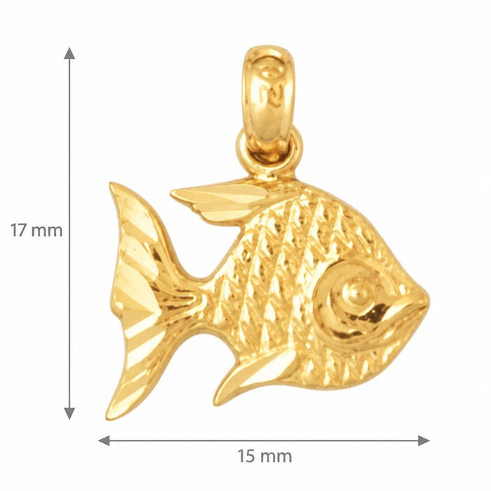 Angelfish Charm Pendant 14k Gold (1.1 Grams) Yellow Gold 14k