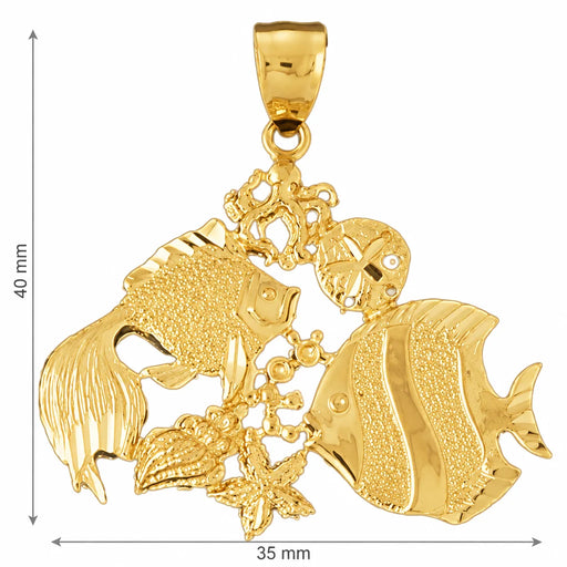 Angelfish Goldfish Shell Charm Pendant 14k Gold (6 Grams) Yellow Gold 14k