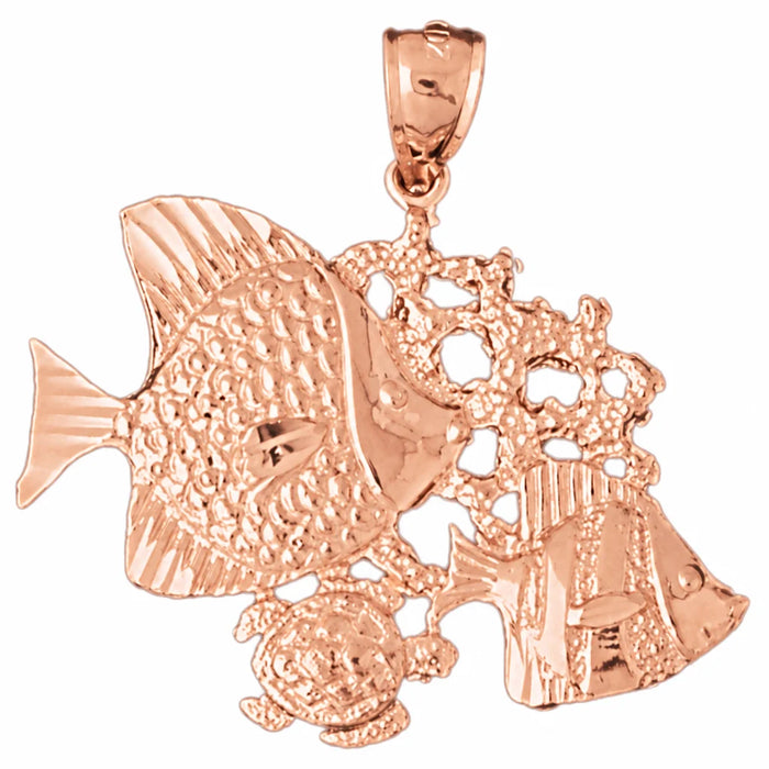 Angelfish Goldfish Sea-Turtle Charm Pendant 14k Gold Rose Gold 14k