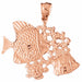 Angelfish Goldfish Sea-Turtle Charm Pendant 14k Gold Rose Gold 14k