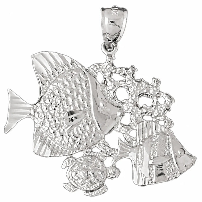 Angelfish Goldfish Sea-Turtle Charm Pendant 14k Gold White Gold 14k
