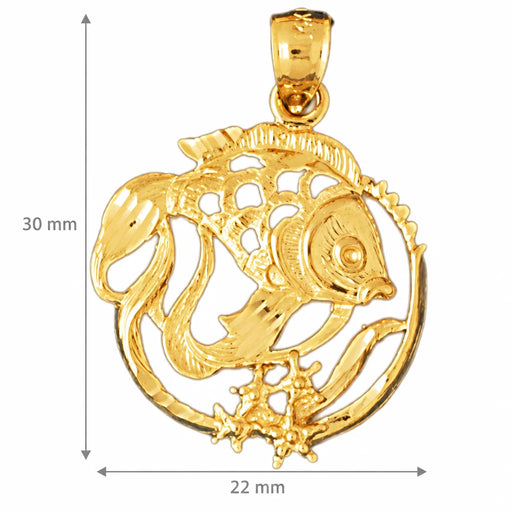 Angelfish Goldfish Charm Pendant 14k Gold (2.5 Grams) Yellow Gold 14k