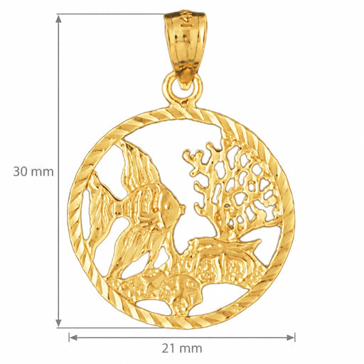 Angelfish Goldfish Charm Pendant 14k Gold (1.8 Grams) Yellow Gold 14k