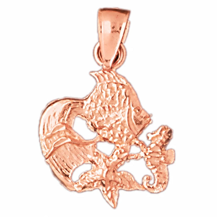 Angelfish Goldfish Charm Pendant 14k Gold Rose Gold 14k