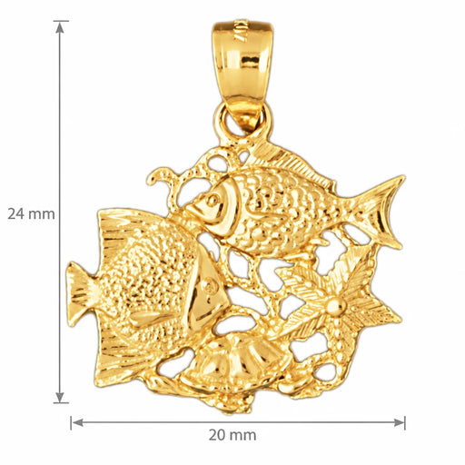 Angelfish Goldfish Charm Pendant 14k Gold (1.9 Grams) Yellow Gold 14k