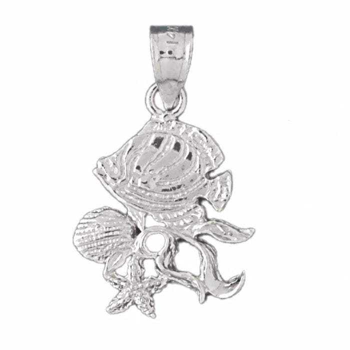 Angelfish Goldfish Charm Pendant 14k Gold (1.6 Grams) White Gold 14k