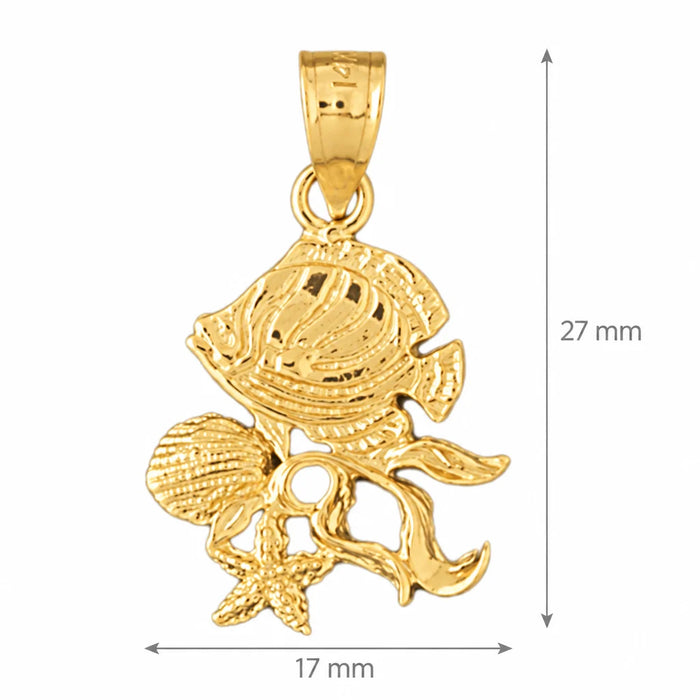 Angelfish Goldfish Charm Pendant 14k Gold (1.6 Grams) Yellow Gold 14k